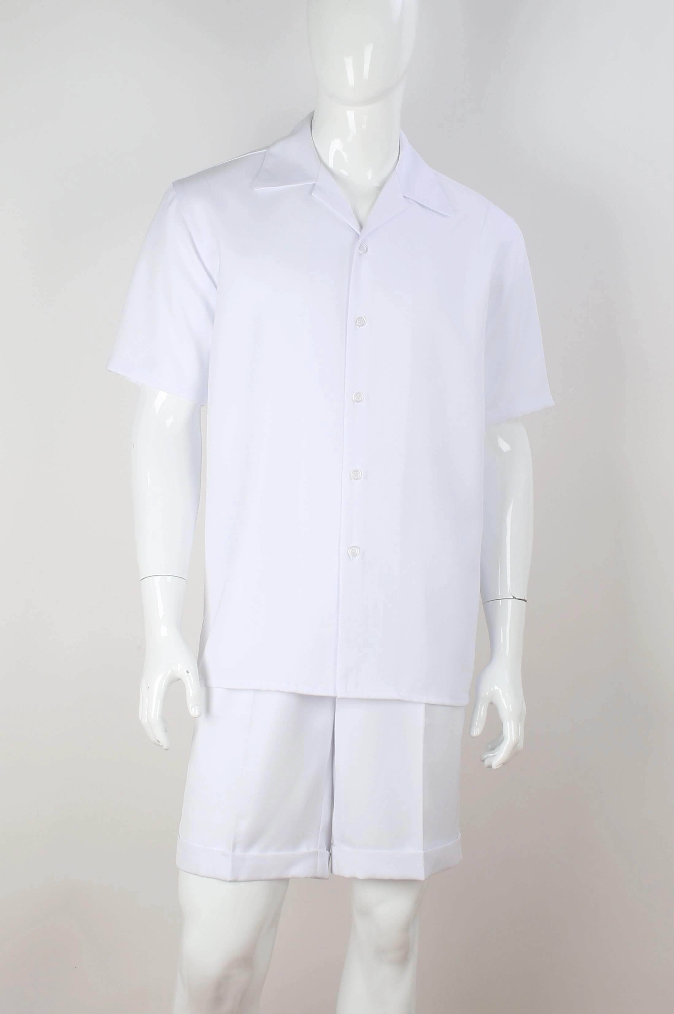 Conjunto de shorts y camisa blanca "Royal Diamond" para hombre: ¡Elegancia casual garantizada!