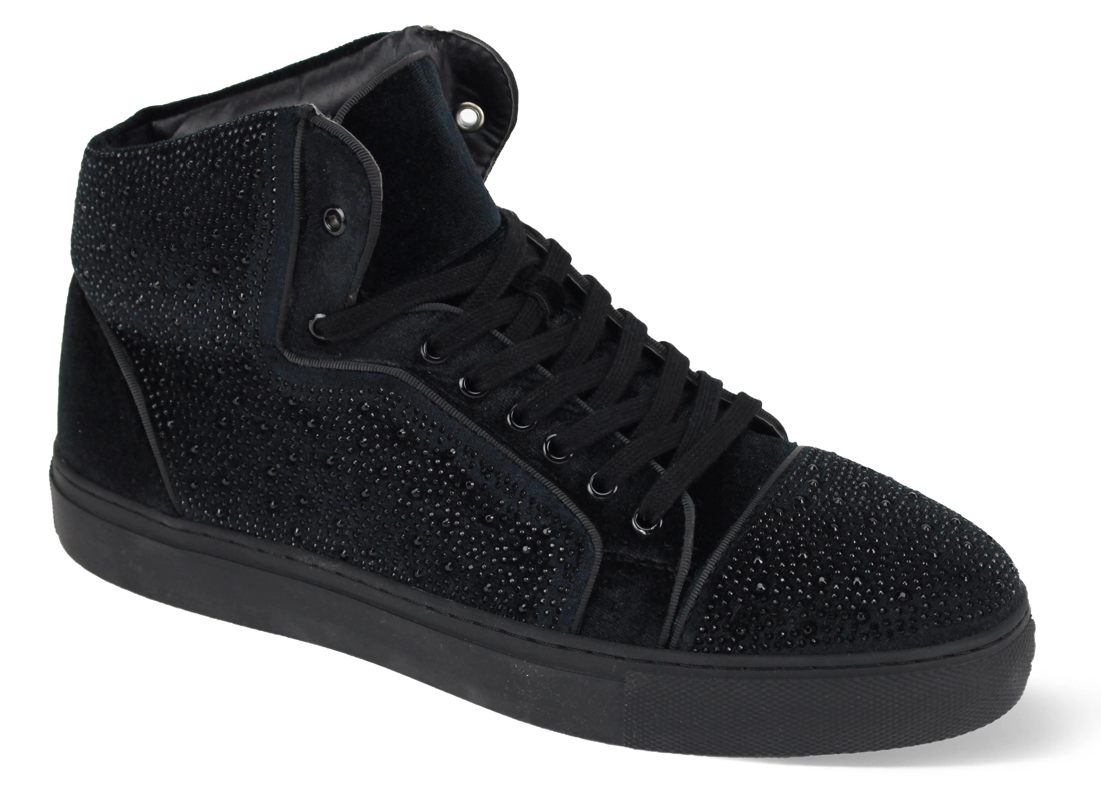 Zapatos de cuero de terciopelo negro brillante, destellos de cristal, ¡la elegancia que deslumbra!